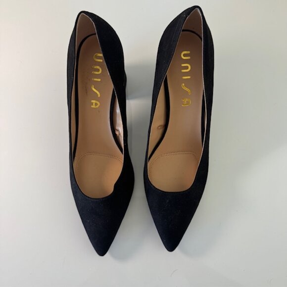 NEW Unisa Women's Uniletra Shoes Pumps Black Suede Block Heel Pointed Toe 11 M - Picture 7 of 7